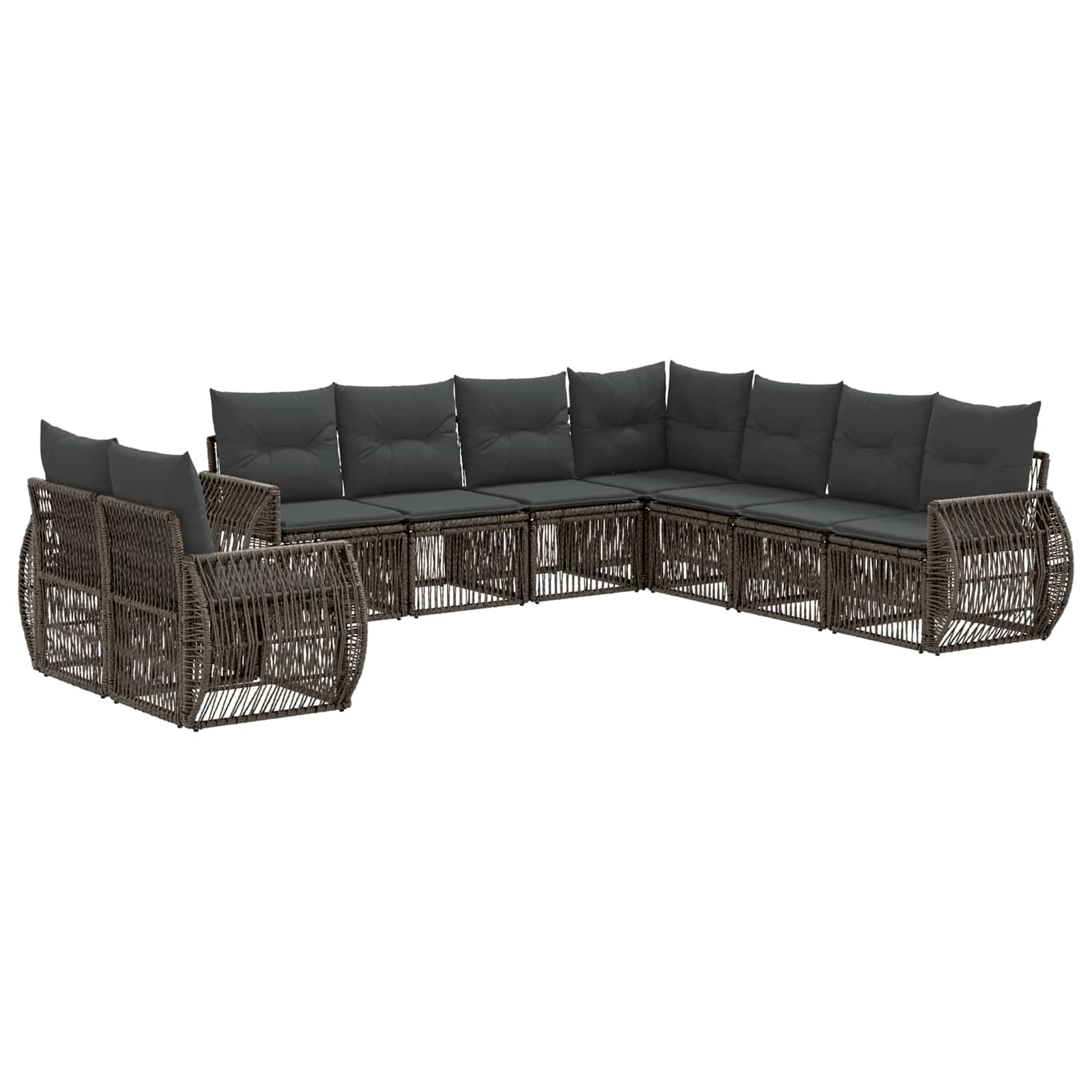 vidaXL Tuinbankenset 10 pcs Zwart en Cream Wit poly rattan