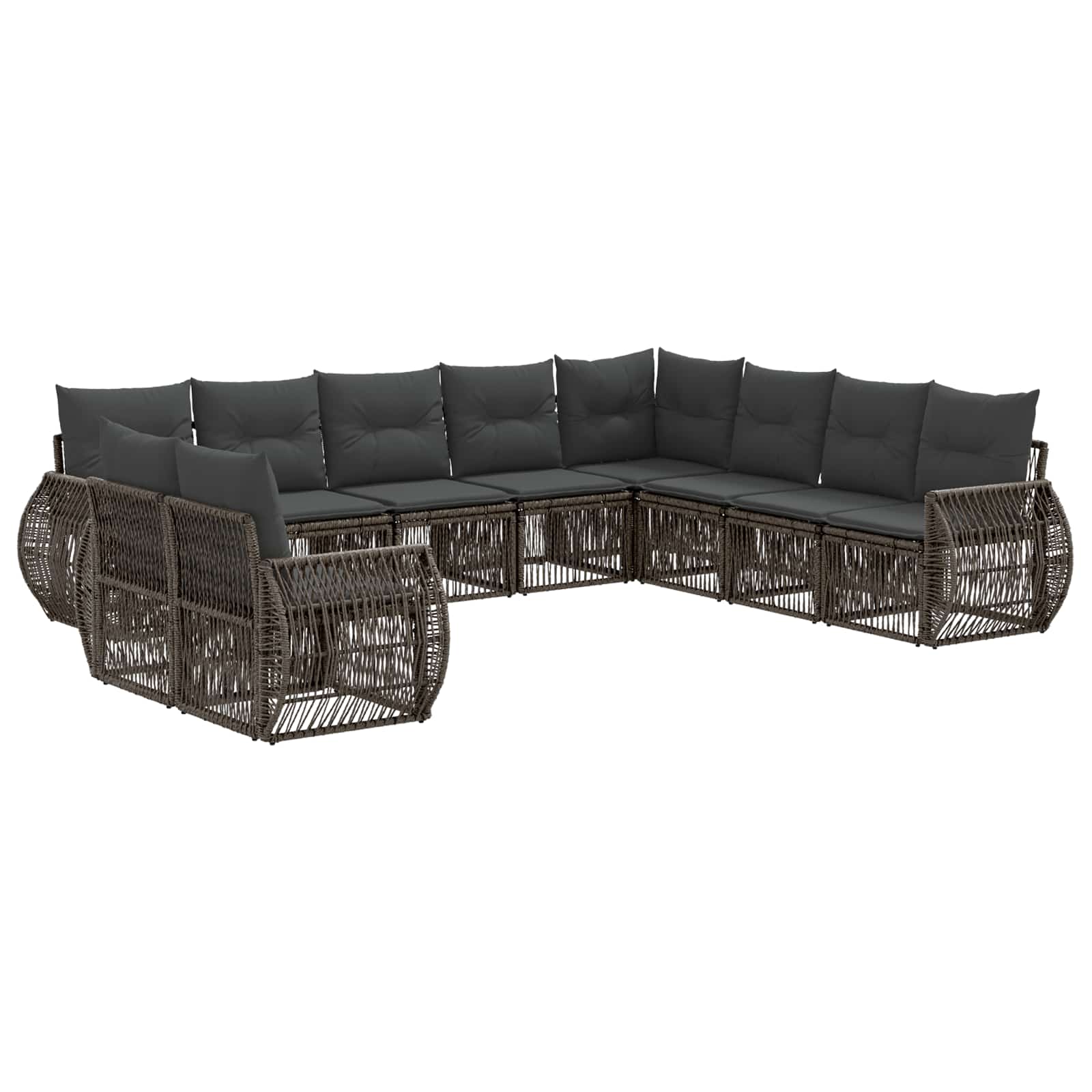 vidaXL Tuinbankenset 11 pcs Zwart en Cream Wit poly rattan