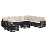 vidaXL Tuinbankenset 11 pcs Zwart en Cream Wit poly rattan