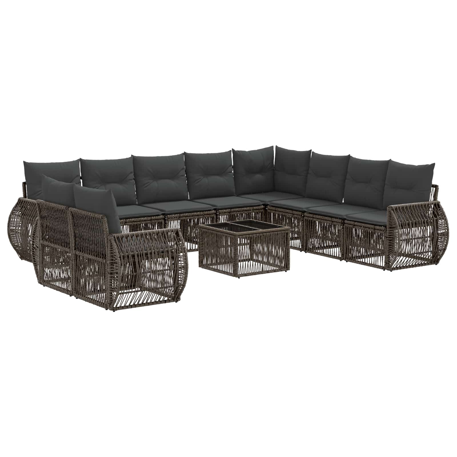 vidaXL Tuinbankenset 11 pcs Zwart en Cream Wit poly rattan