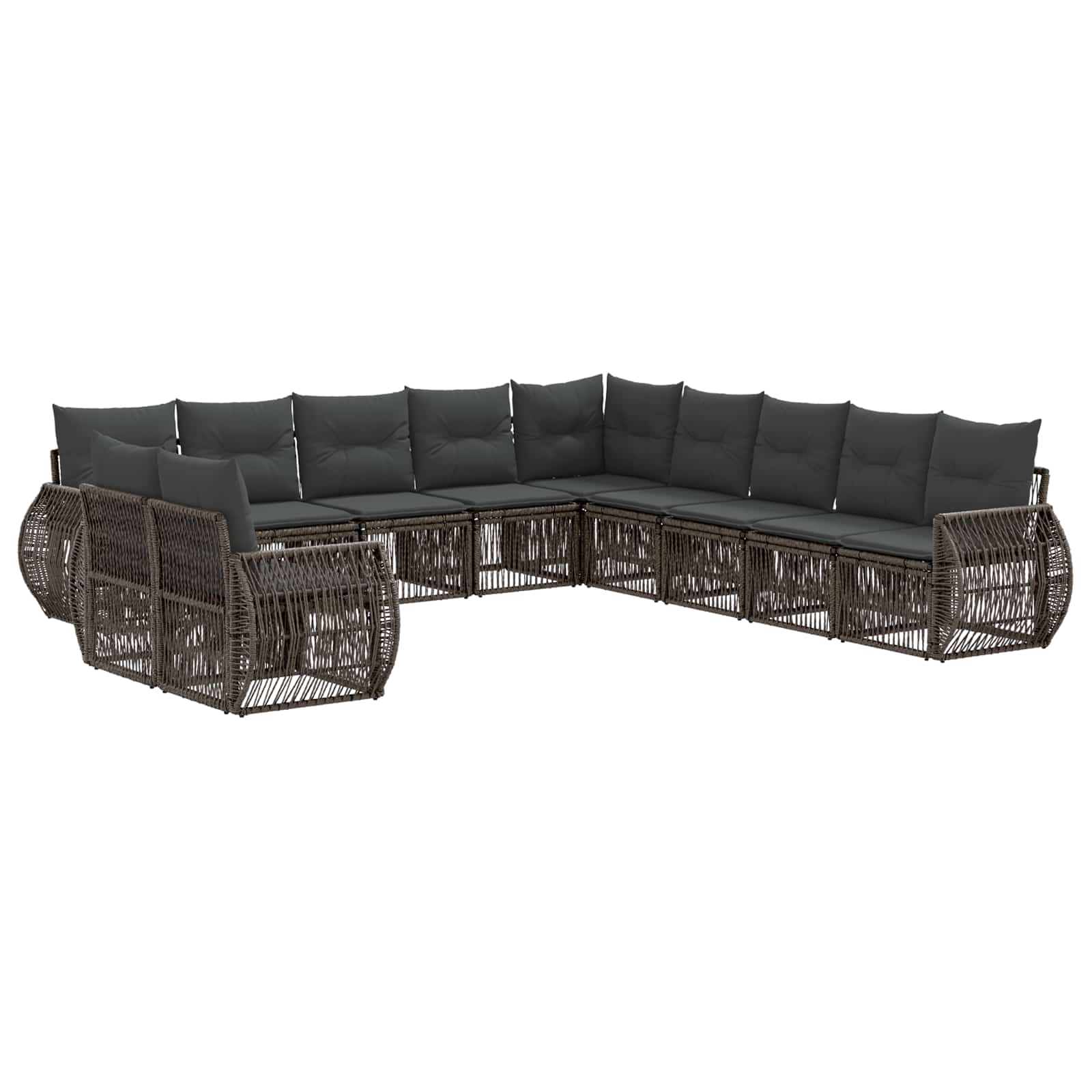vidaXL Tuinbankenset 12 pcs Zwart en Cream Wit poly rattan
