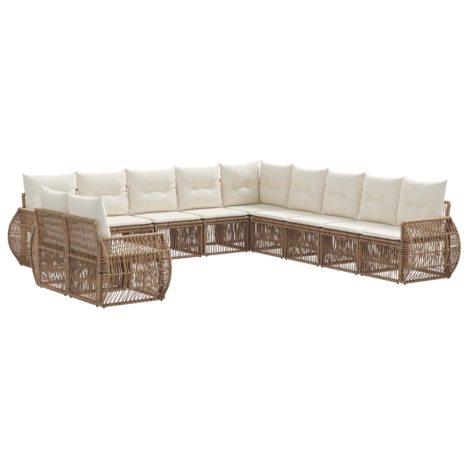 vidaXL Tuinbankenset 12 pcs Zwart en Cream Wit poly rattan