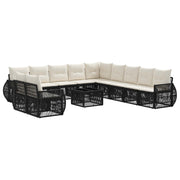 vidaXL Tuinbankenset 12 pcs Zwart en Cream Wit poly rattan