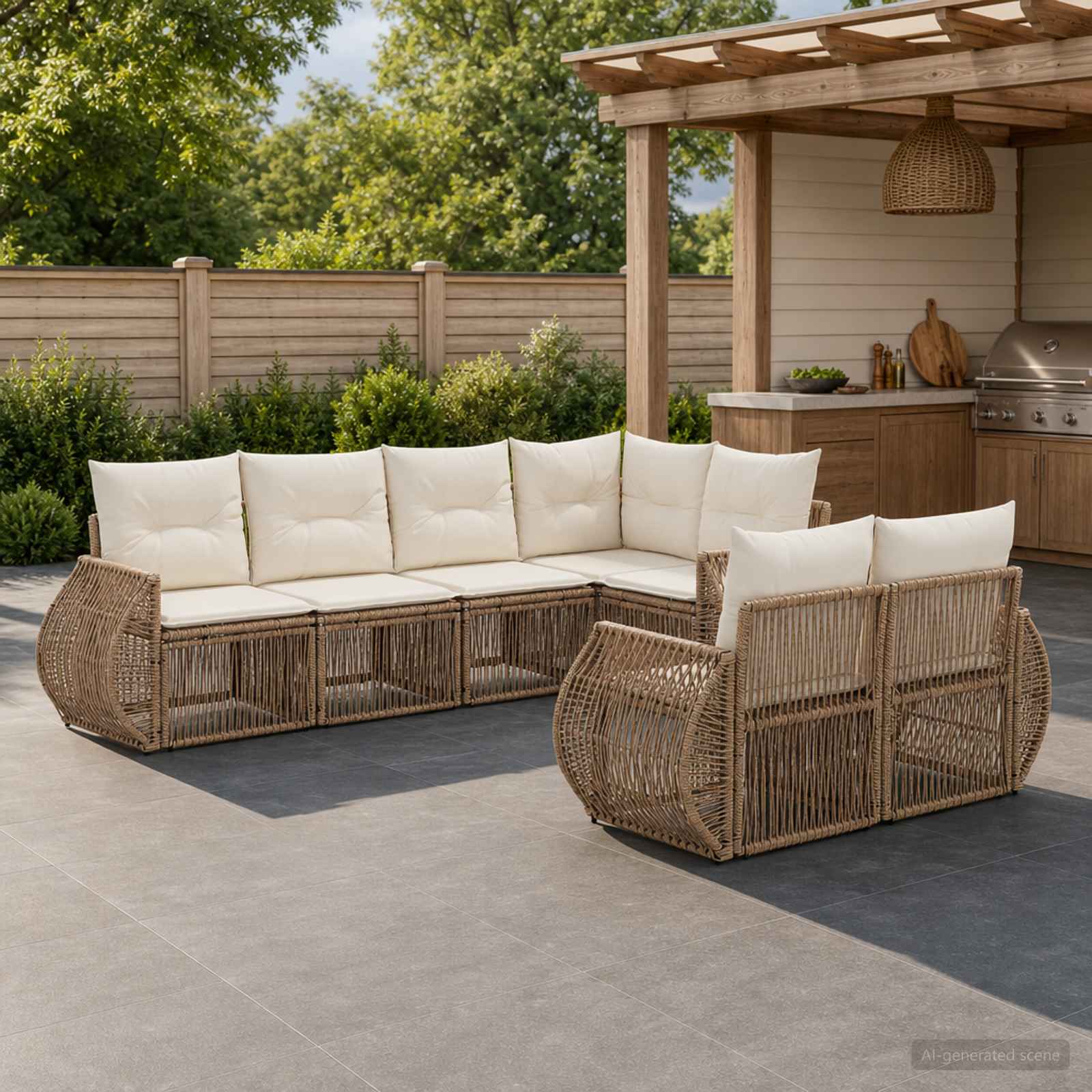 vidaXL Tuinbankenset 7 st 7-Aantal zitplaatsen Zwart en Cream Wit