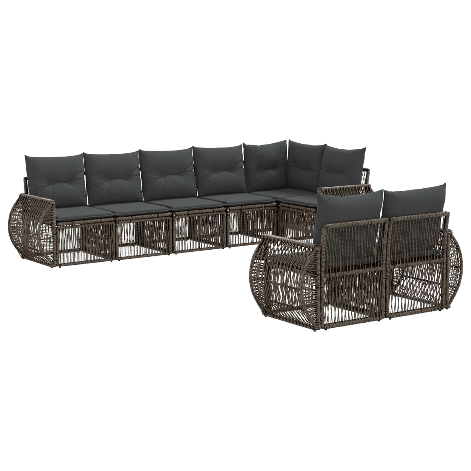 vidaXL Tuinbankenset 9 pcs Zwart en Cream Wit poly rattan