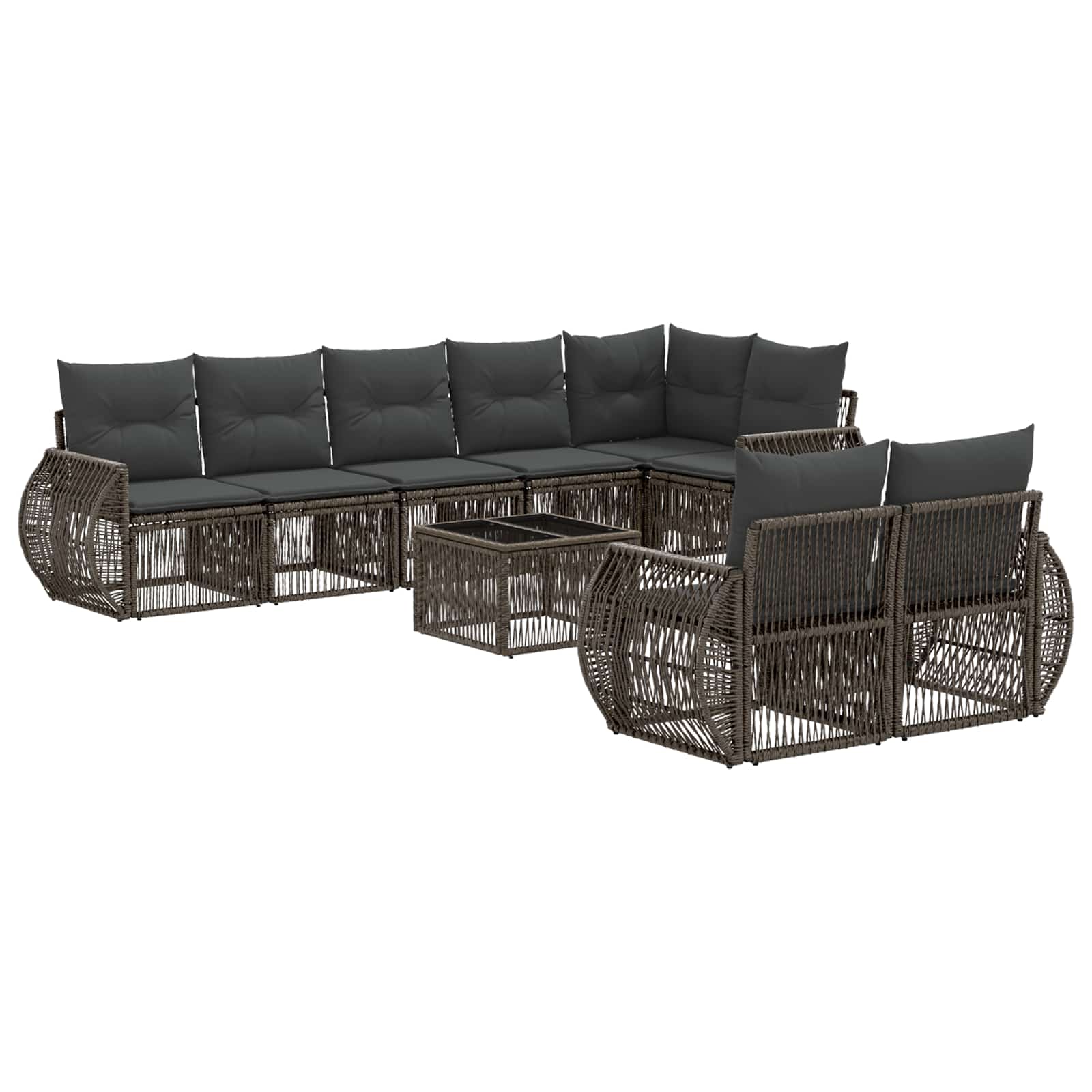 vidaXL Tuinbankenset 9 pcs Zwart en Cream Wit poly rattan