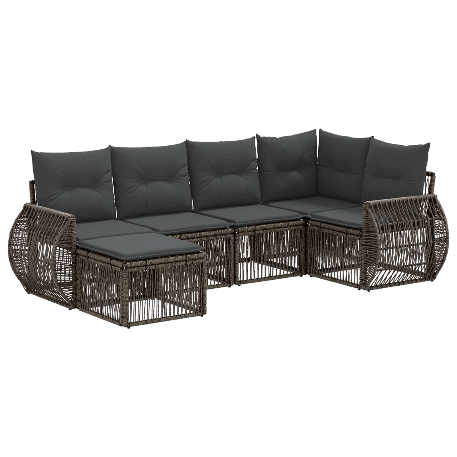 vidaXL Tuinbankenset 7 pcs Zwart en Cream Wit poly rattan