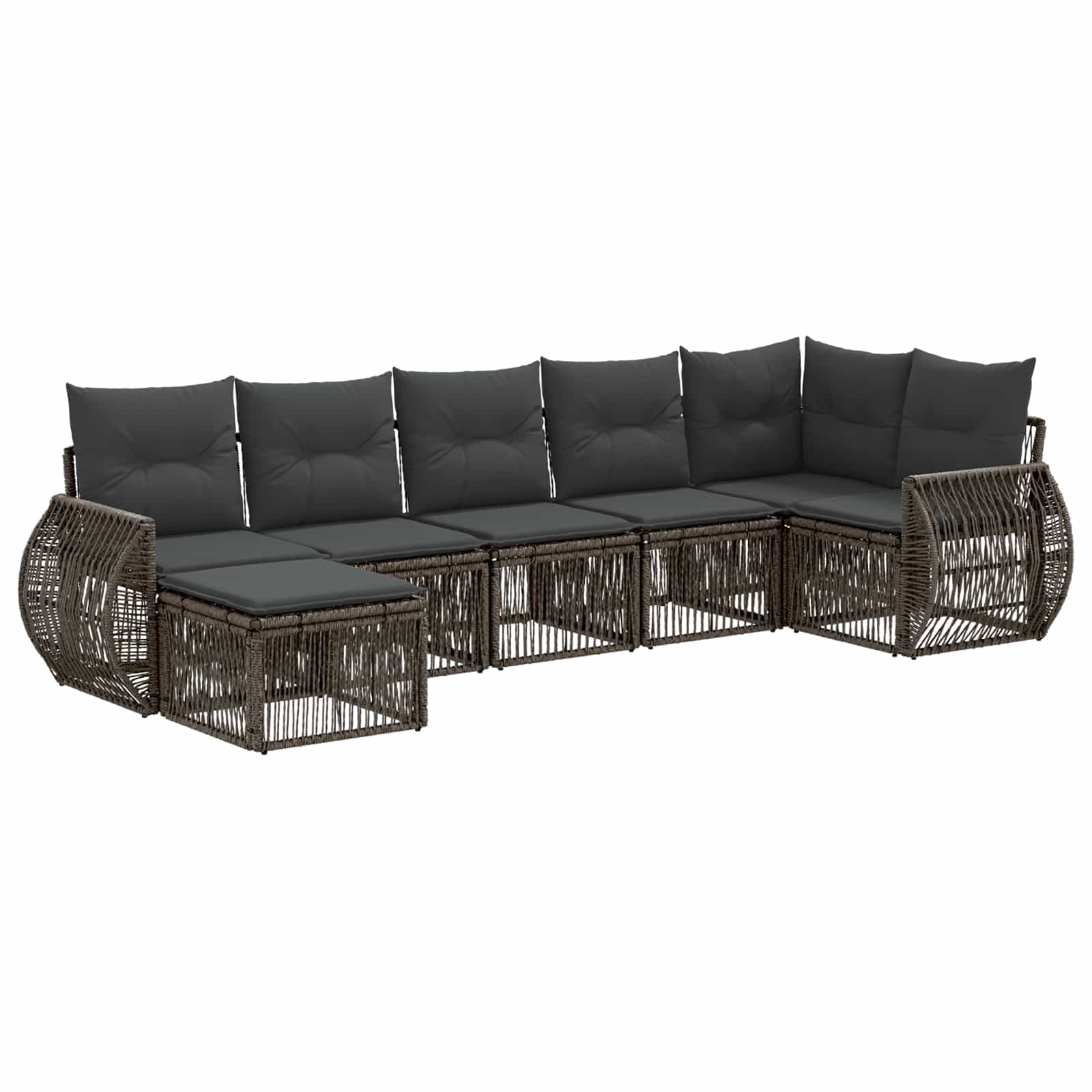 vidaXL Tuinbankenset 8 pcs Zwart en Cream Wit poly rattan