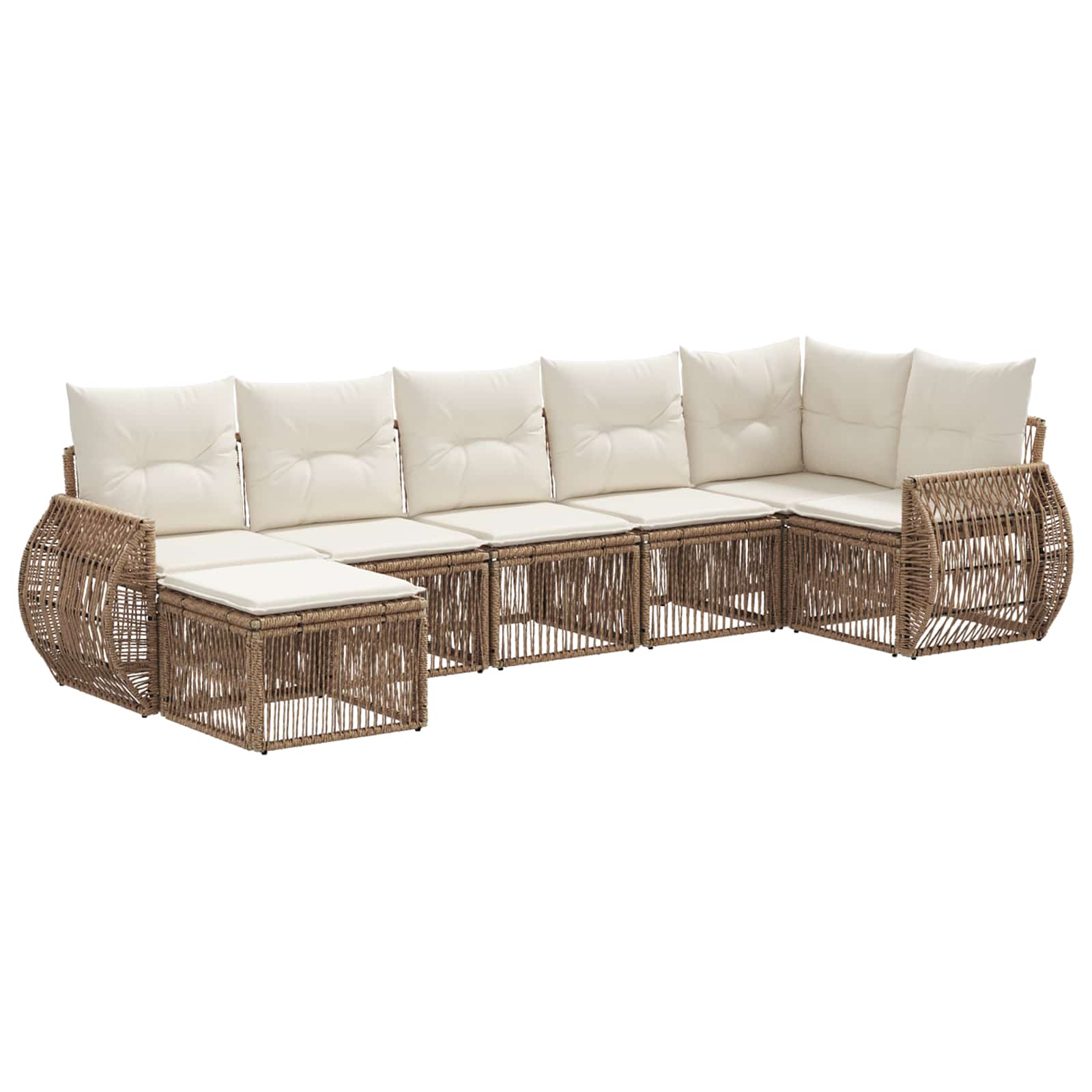 vidaXL Tuinbankenset 8 pcs Zwart en Cream Wit poly rattan