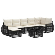 vidaXL Tuinbankenset 8 pcs Zwart en Cream Wit poly rattan