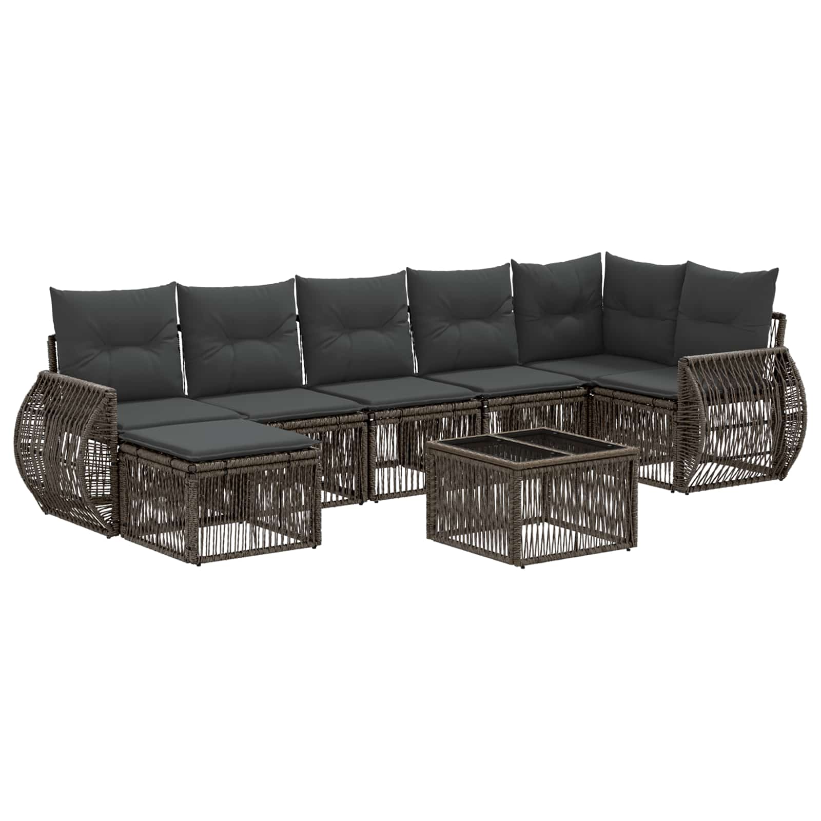 vidaXL Tuinbankenset 8 pcs Zwart en Cream Wit poly rattan