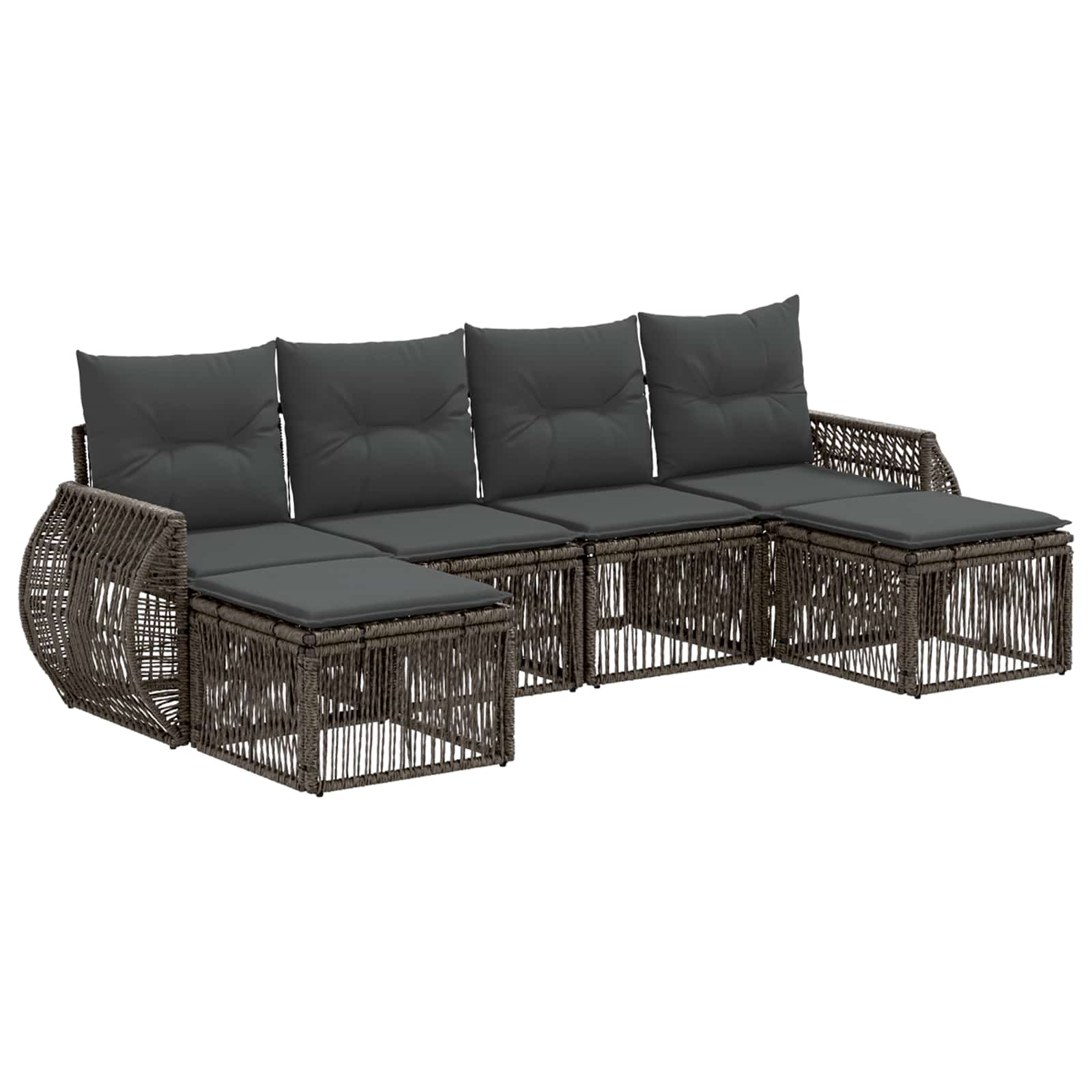 vidaXL Tuinbankenset 7 pcs Zwart en Cream Wit poly rattan