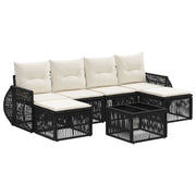 vidaXL Tuinbankenset 7 pcs Zwart en Cream Wit poly rattan