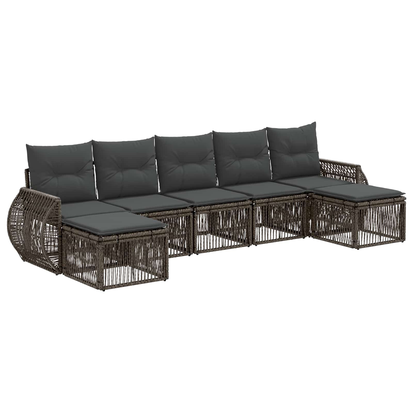 vidaXL Tuinbankenset 8 pcs Zwart en Cream Wit poly rattan