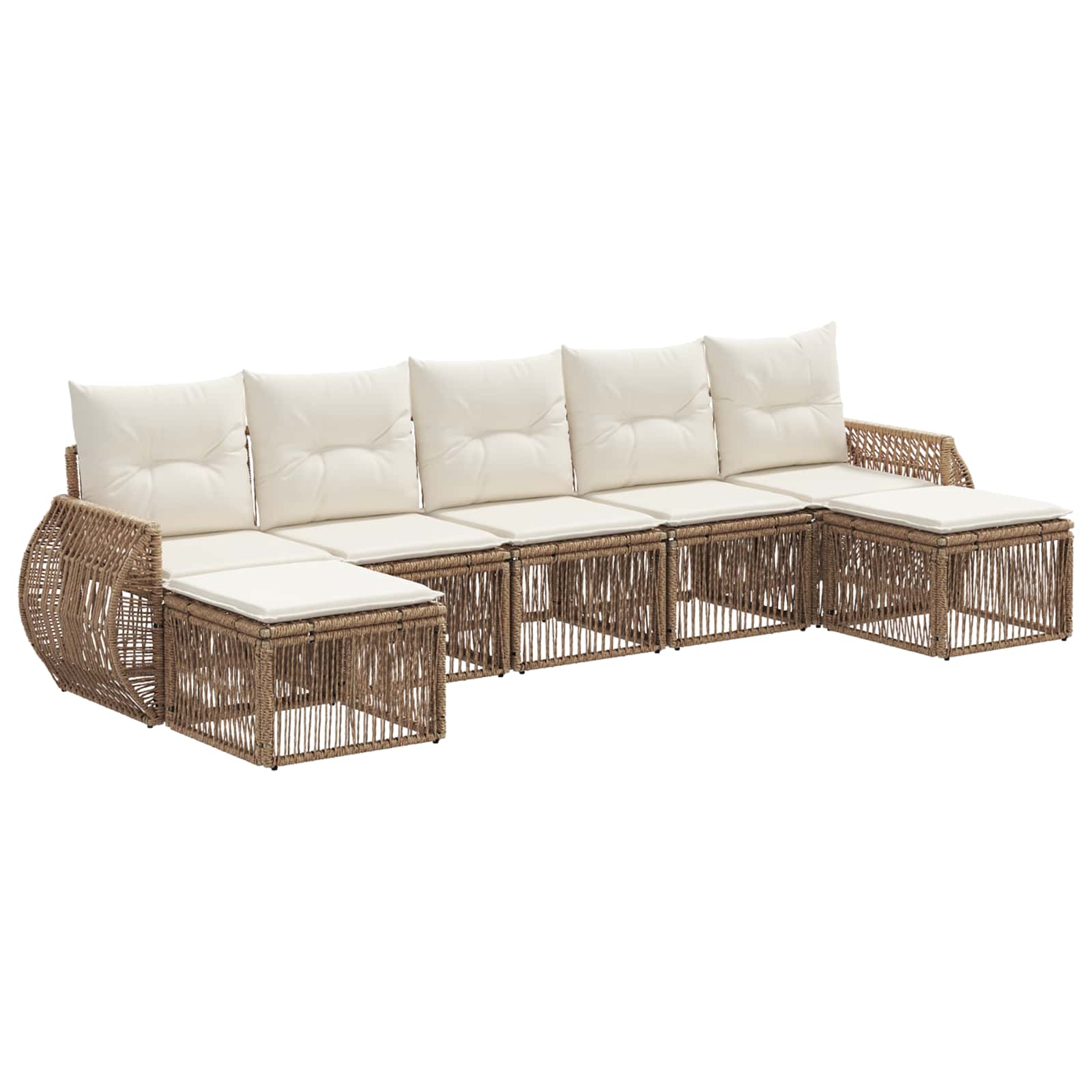 vidaXL Tuinbankenset 8 pcs Zwart en Cream Wit poly rattan