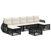vidaXL Tuinbankenset 8 pcs Zwart en Cream Wit poly rattan