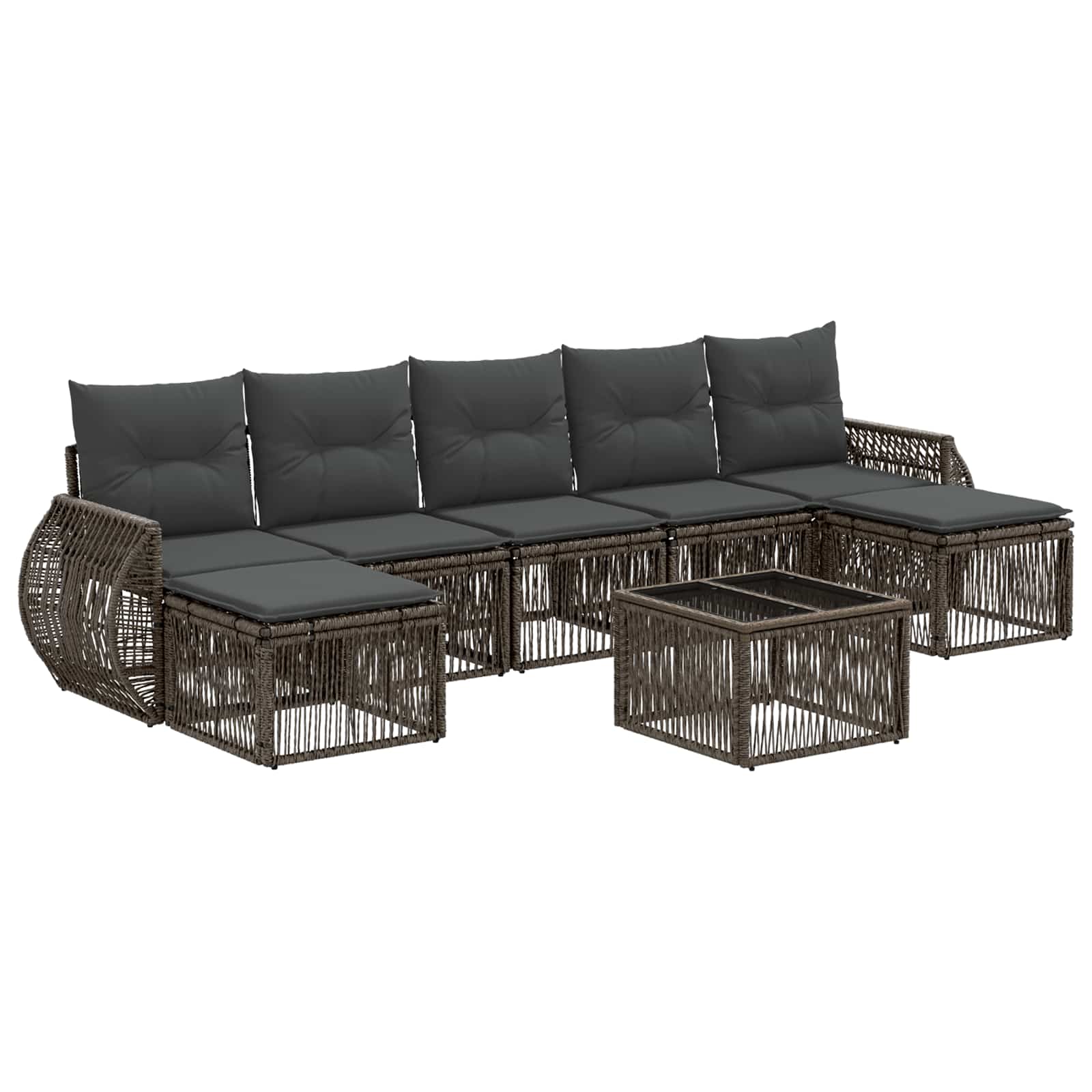 vidaXL Tuinbankenset 8 pcs Zwart en Cream Wit poly rattan