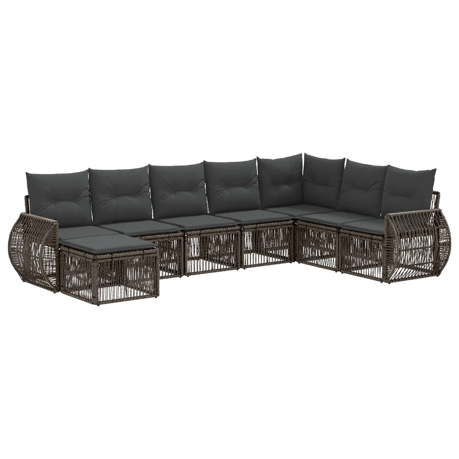 vidaXL Tuinbankenset 9 pcs Zwart en Cream Wit poly rattan