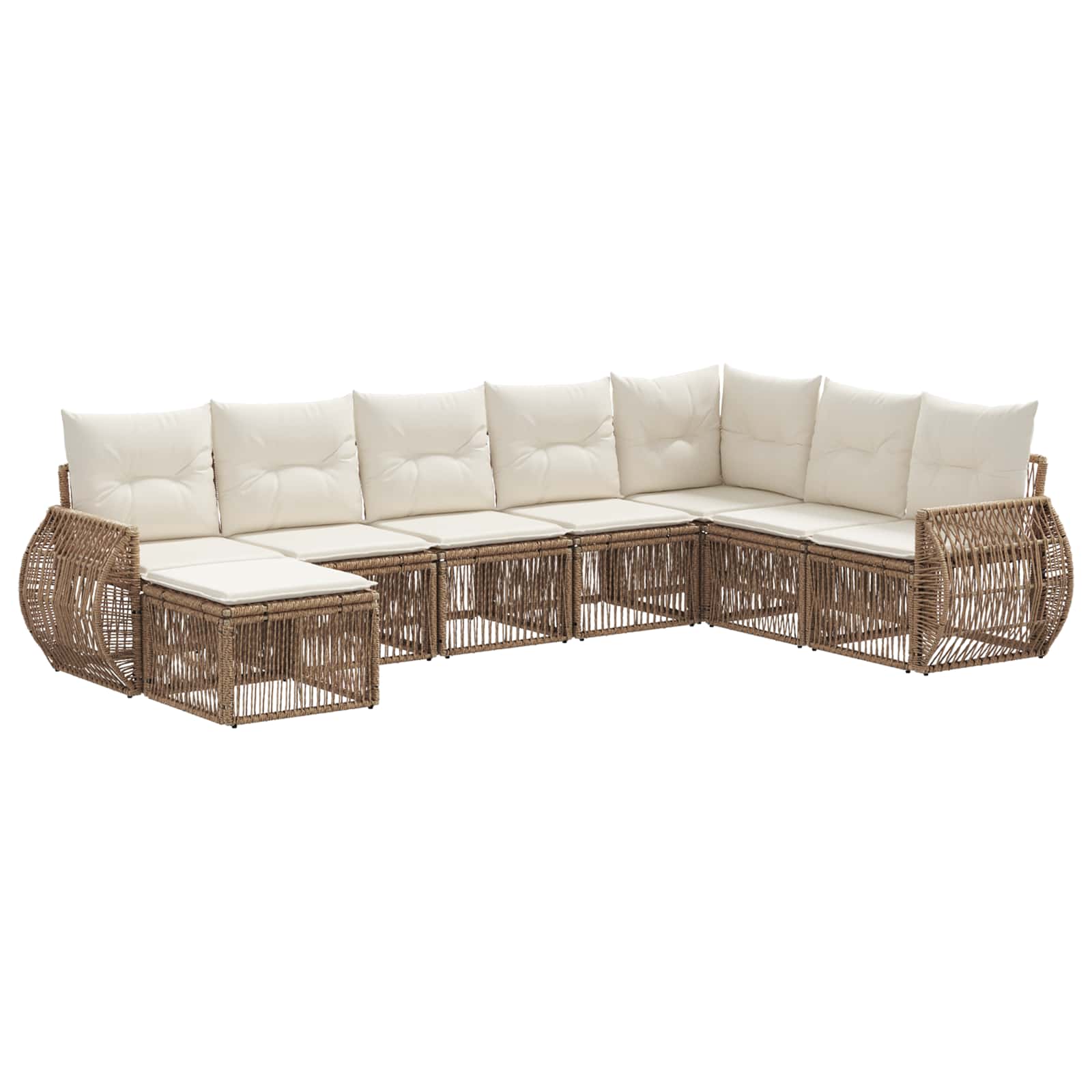 vidaXL Tuinbankenset 9 pcs Zwart en Cream Wit poly rattan