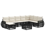 vidaXL Tuinbankenset 9 pcs Zwart en Cream Wit poly rattan