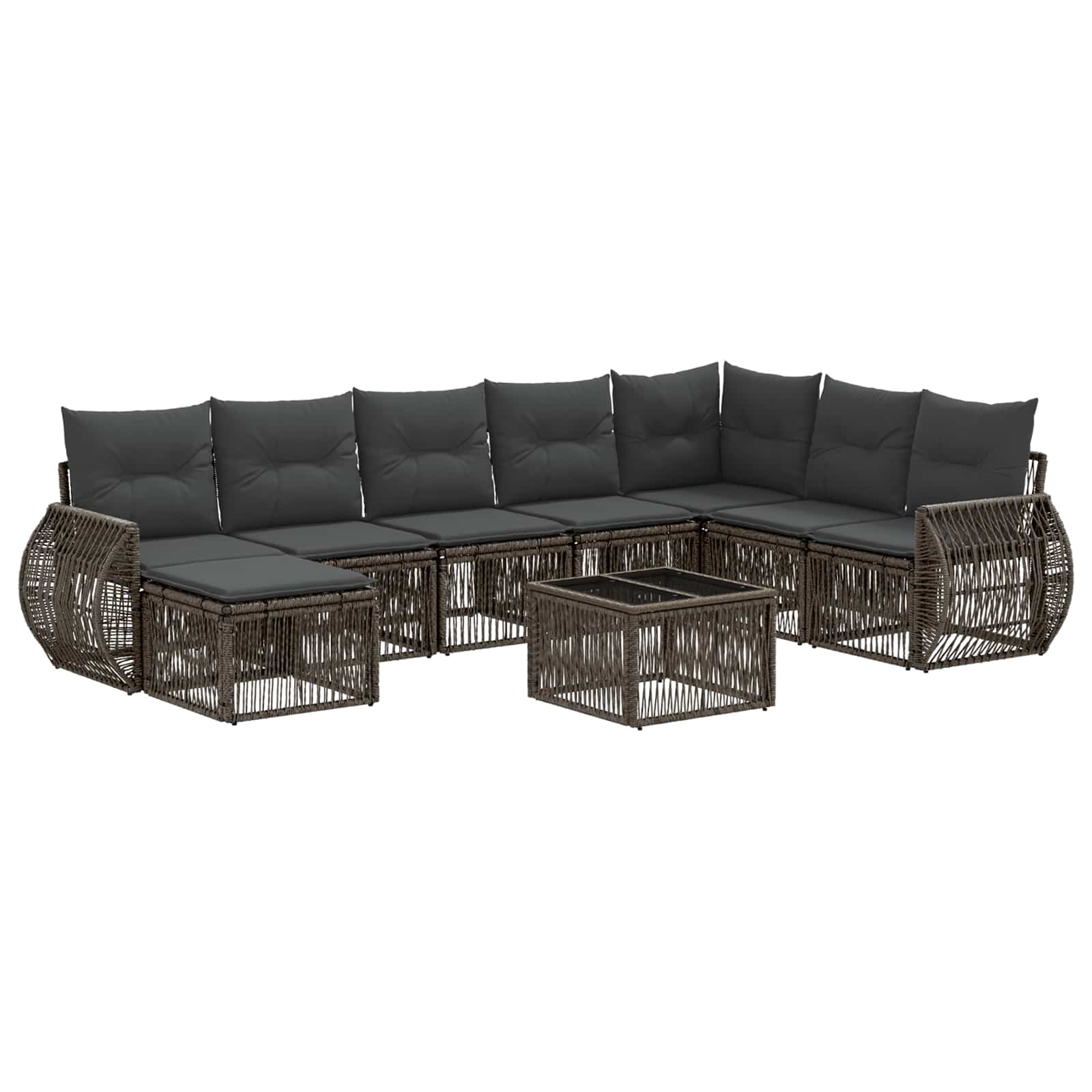 vidaXL Tuinbankenset 9 pcs Zwart en Cream Wit poly rattan