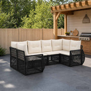 vidaXL Tuinbankenset 6 st 6-Aantal zitplaatsen Zwart en Cream Wit