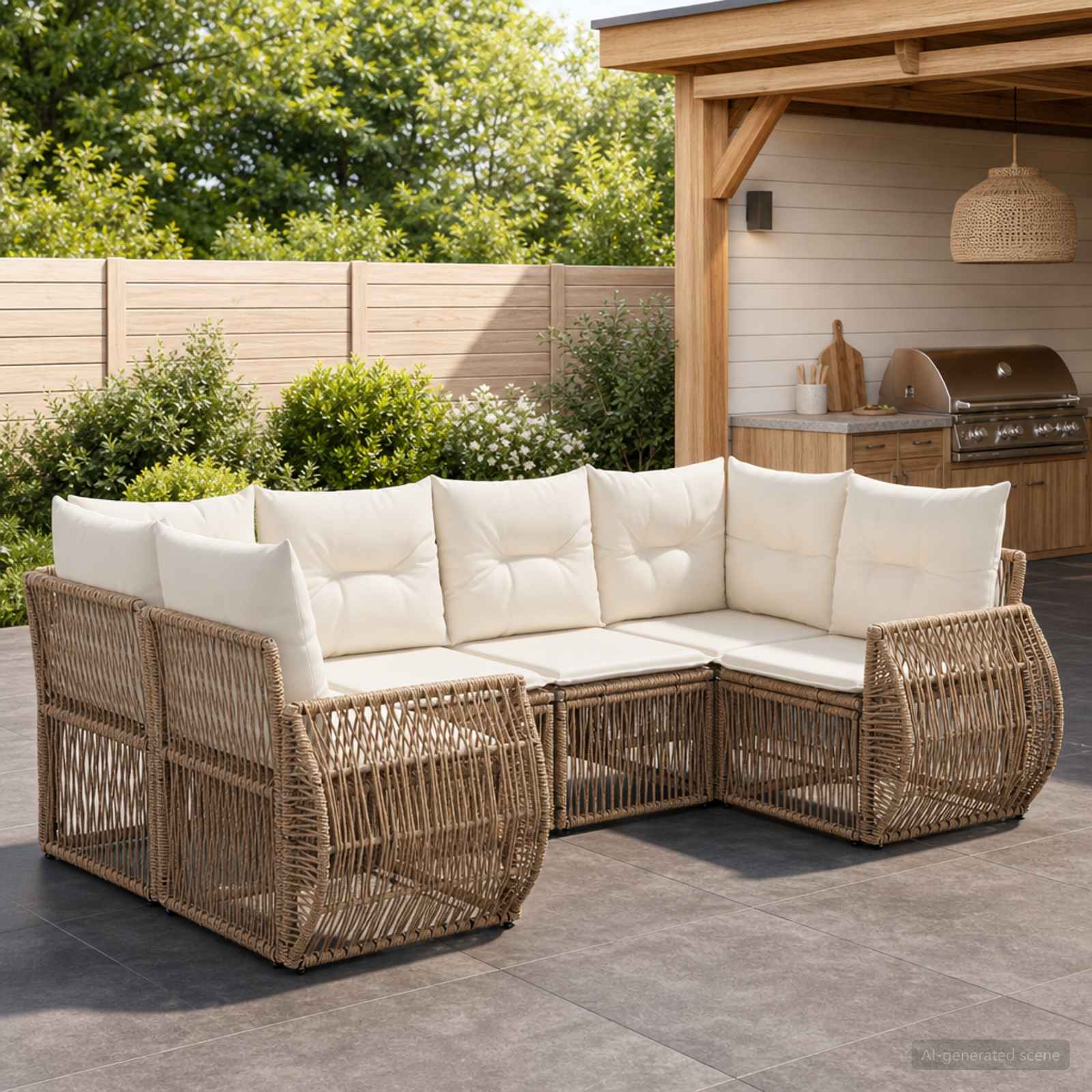 vidaXL Tuinbankenset 6 st 6-Aantal zitplaatsen Zwart en Cream Wit