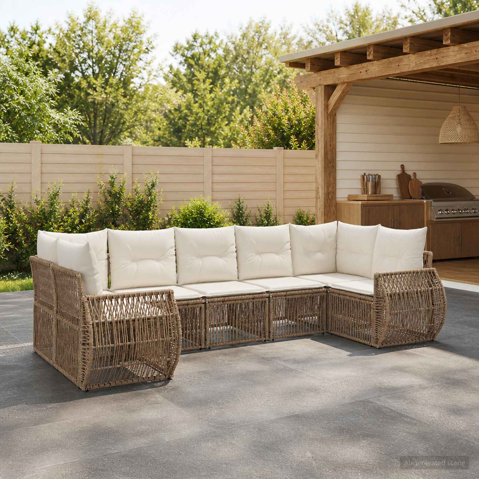 vidaXL Tuinbankenset 7 st 7-Aantal zitplaatsen Zwart en Cream Wit