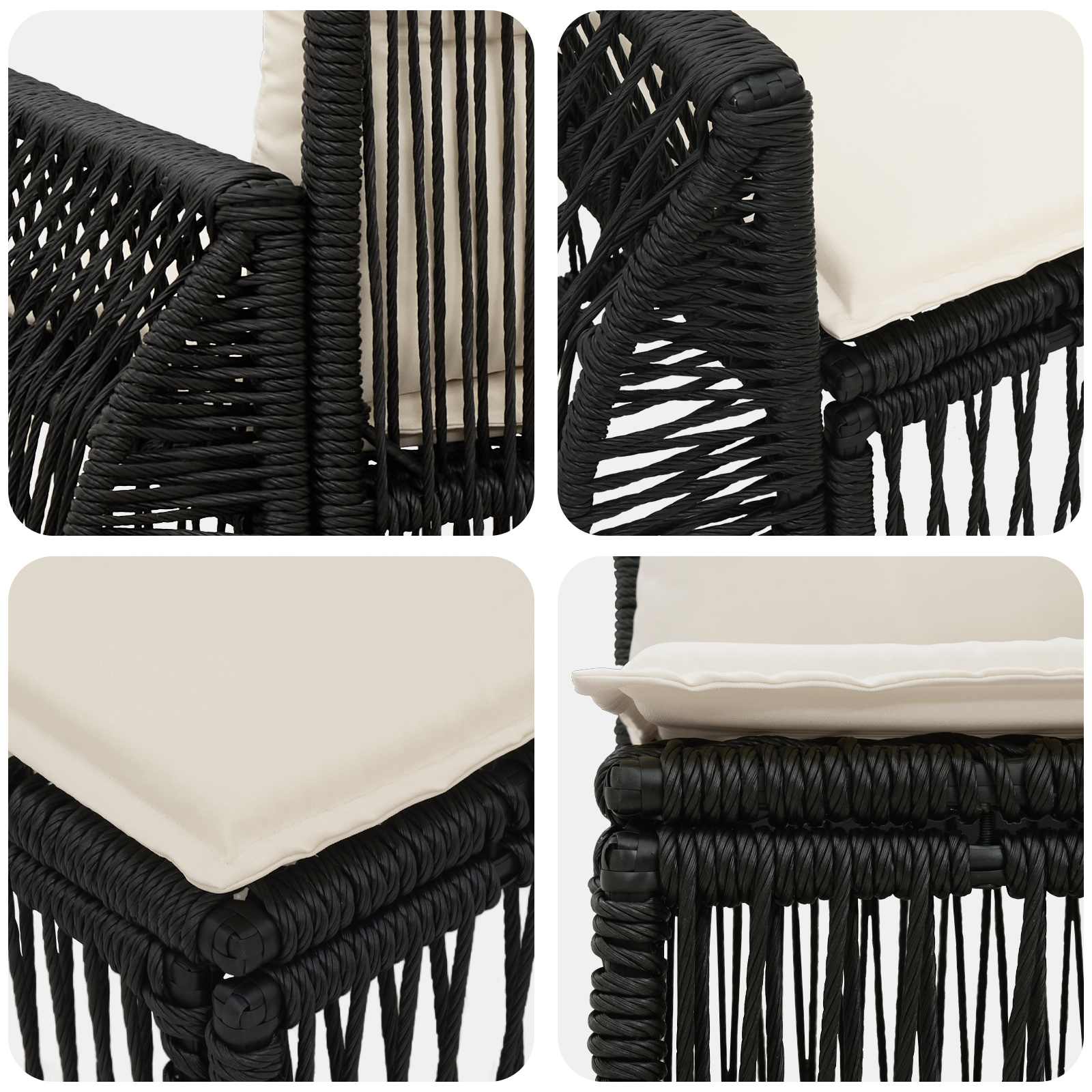 vidaXL Tuinbankenset 10 pcs Zwart en Cream Wit poly rattan