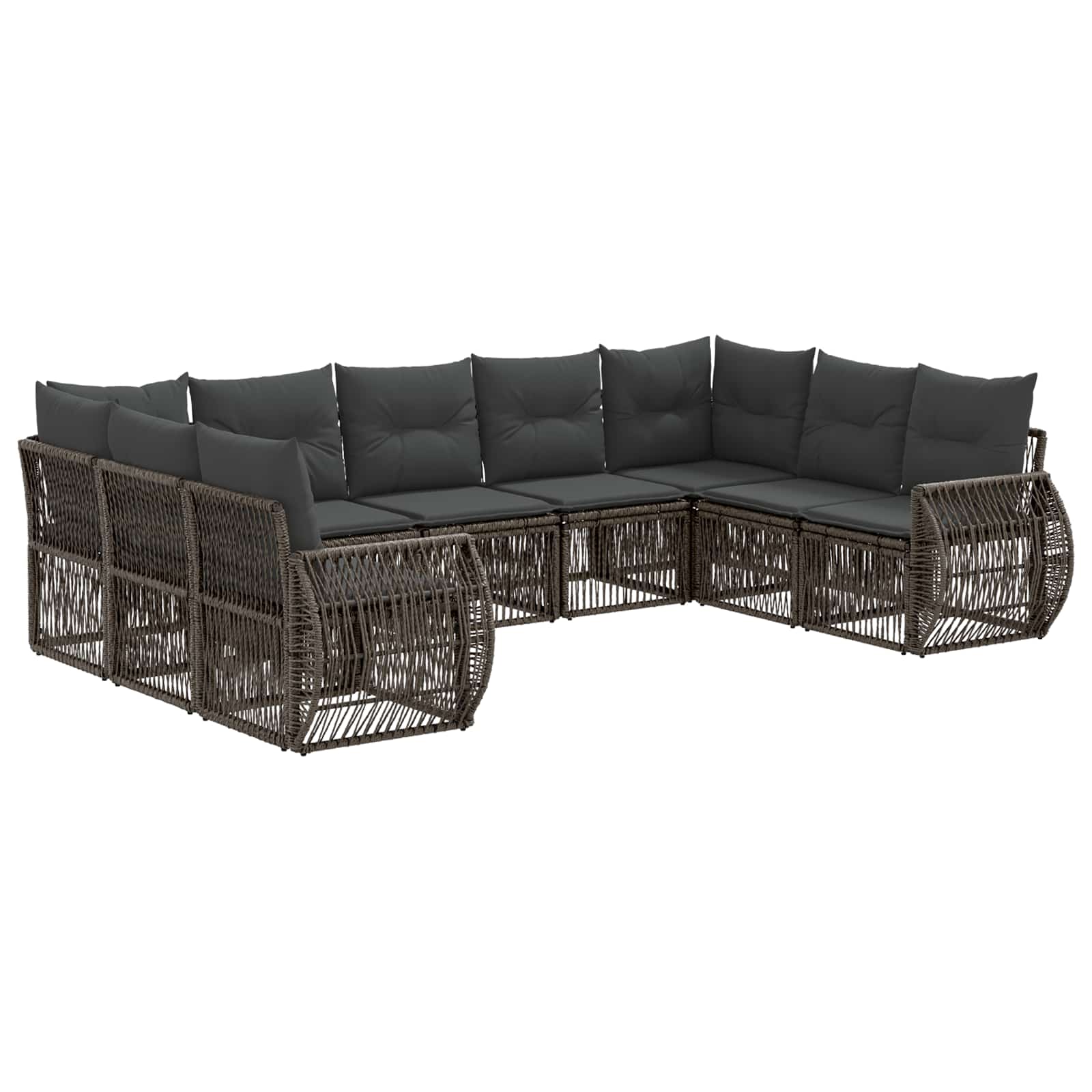 vidaXL Tuinbankenset 10 pcs Zwart en Cream Wit poly rattan