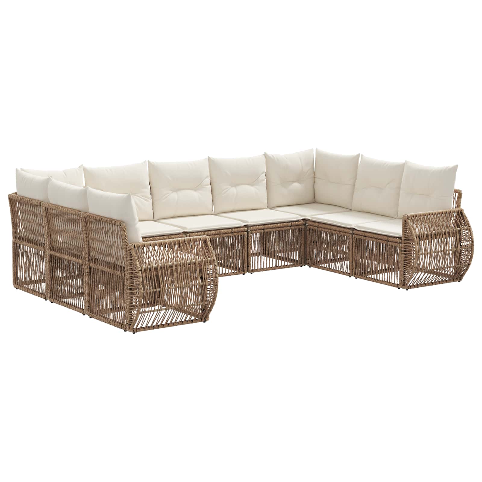 vidaXL Tuinbankenset 10 pcs Zwart en Cream Wit poly rattan