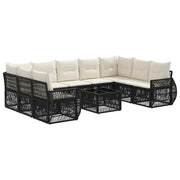 vidaXL Tuinbankenset 10 pcs Zwart en Cream Wit poly rattan
