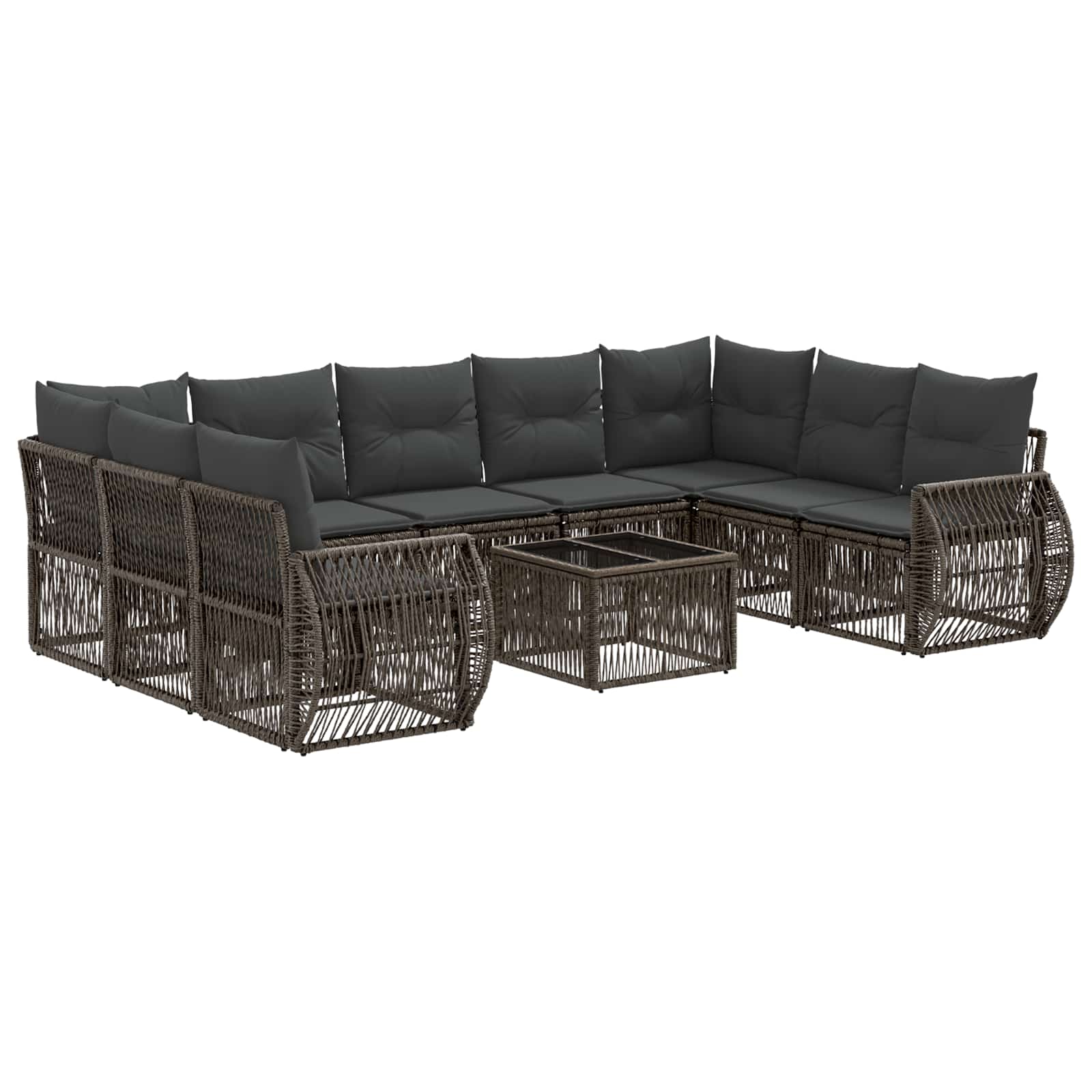 vidaXL Tuinbankenset 10 pcs Zwart en Cream Wit poly rattan