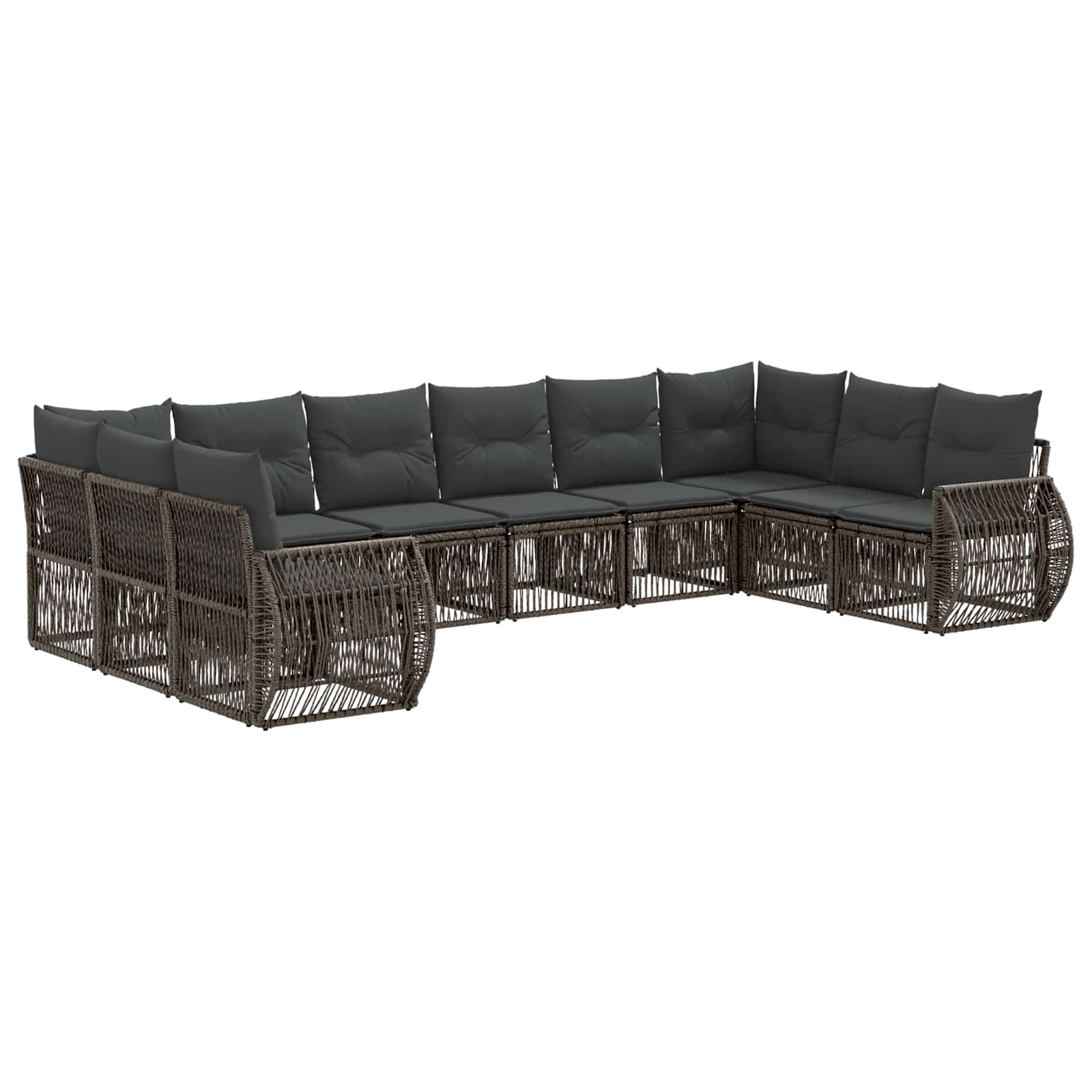 vidaXL Tuinbankenset 11 pcs Zwart en Cream Wit poly rattan
