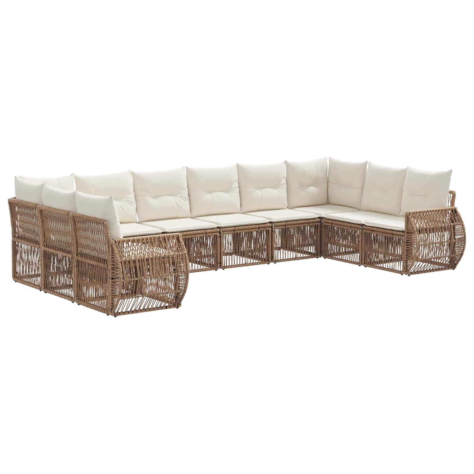 vidaXL Tuinbankenset 11 pcs Zwart en Cream Wit poly rattan