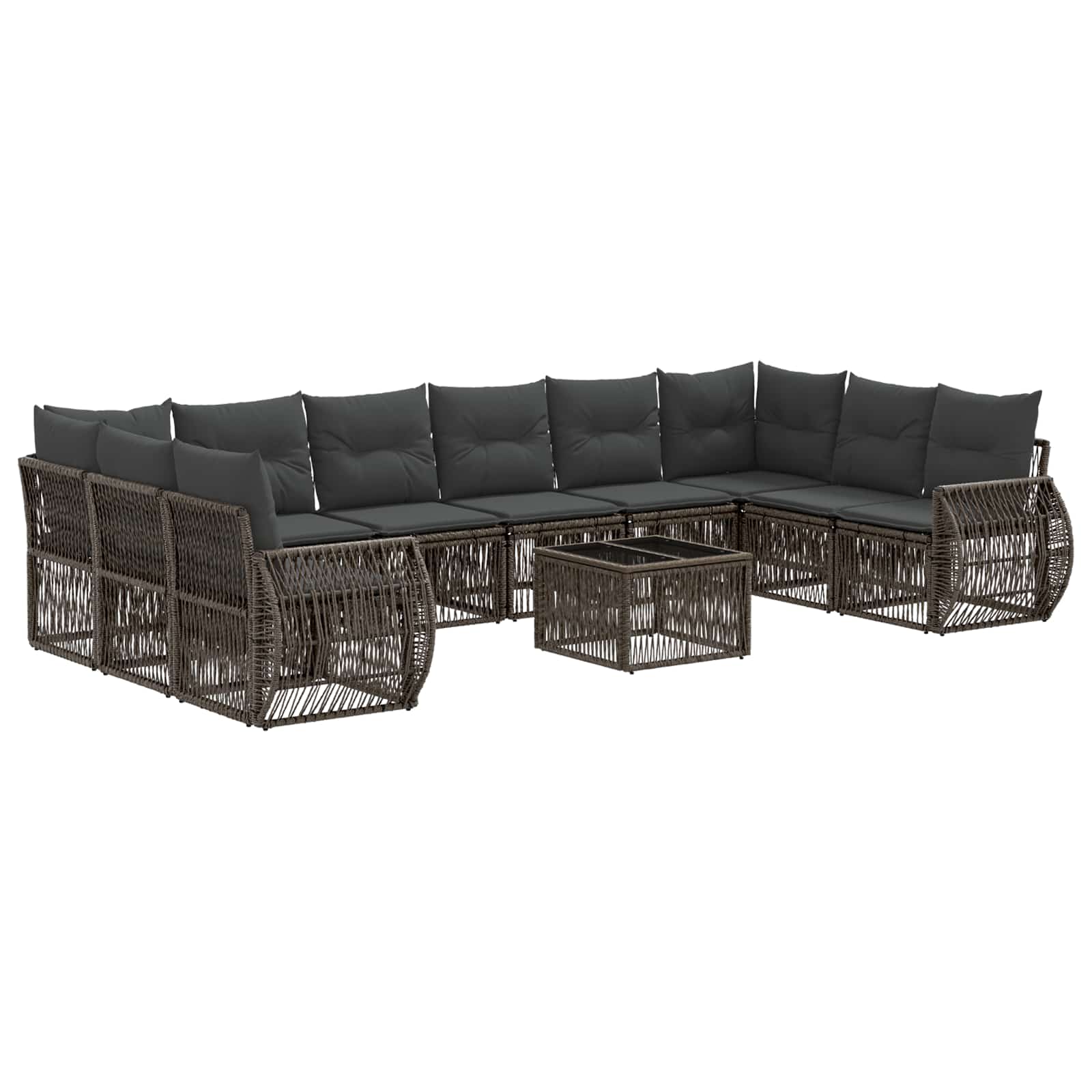 vidaXL Tuinbankenset 11 pcs Zwart en Cream Wit poly rattan