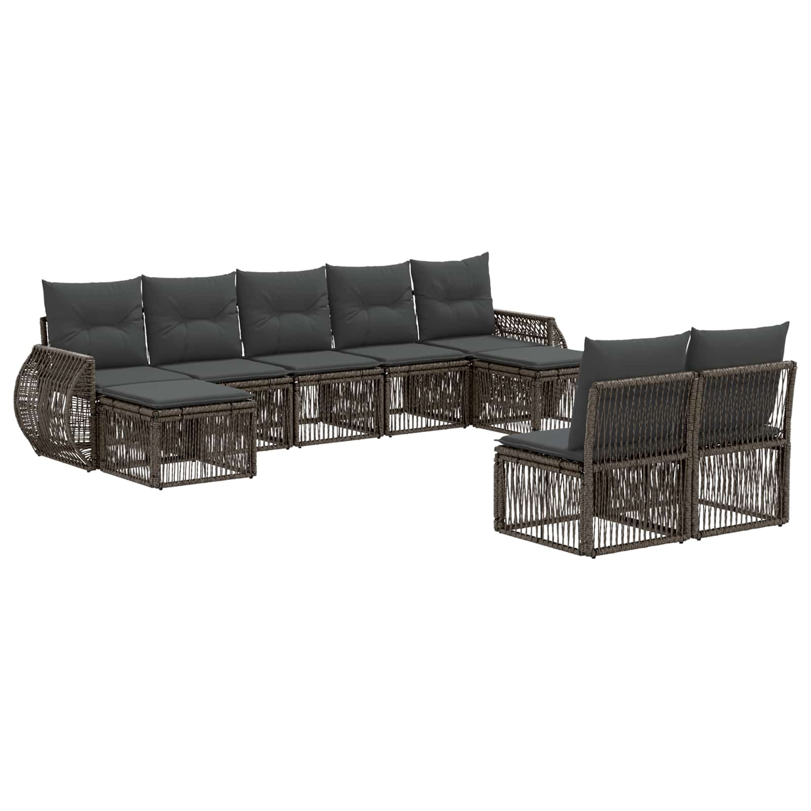 vidaXL Tuinbankenset 10 pcs Zwart en Cream Wit poly rattan