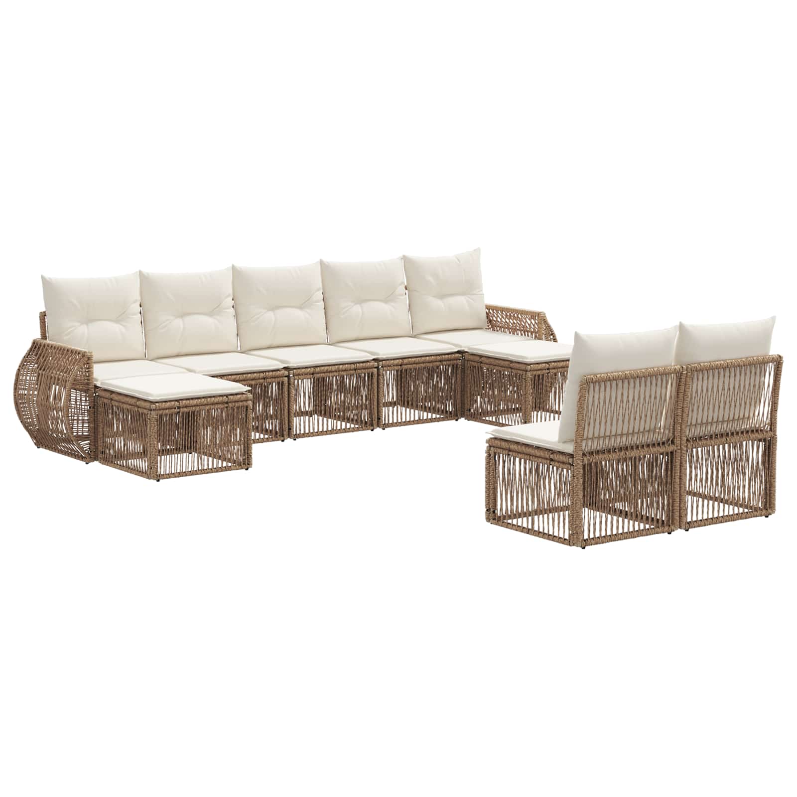 vidaXL Tuinbankenset 10 pcs Zwart en Cream Wit poly rattan