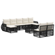 vidaXL Tuinbankenset 10 pcs Zwart en Cream Wit poly rattan