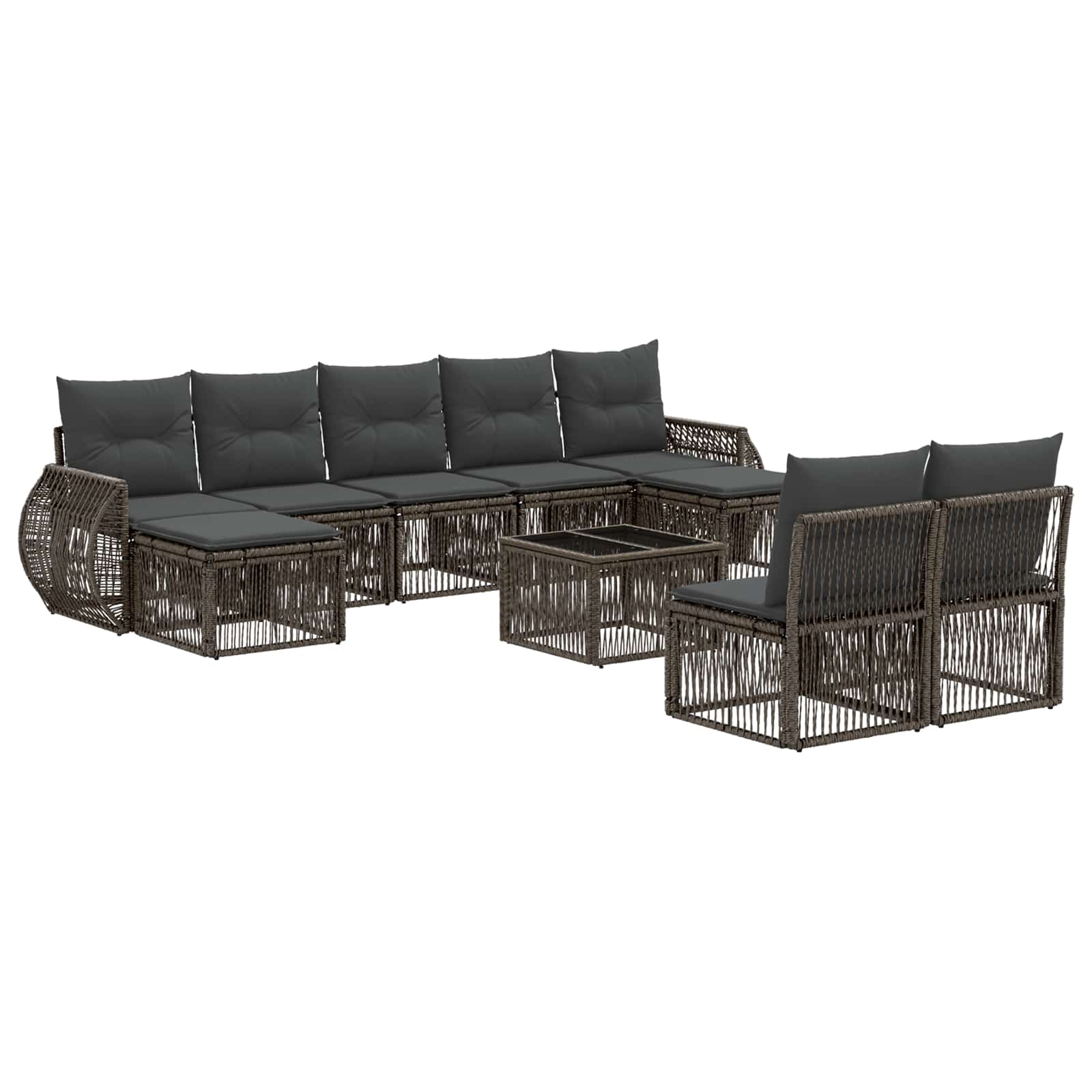 vidaXL Tuinbankenset 10 pcs Zwart en Cream Wit poly rattan