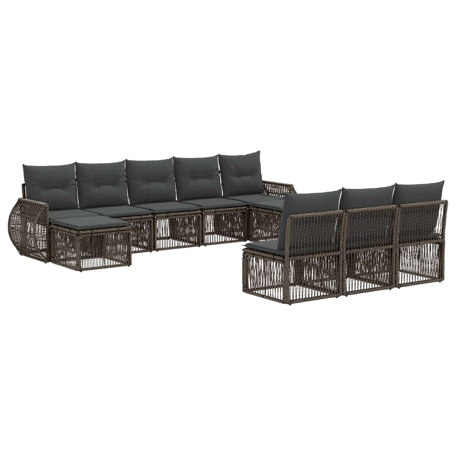 vidaXL Tuinbankenset 11 pcs Zwart en Cream Wit poly rattan