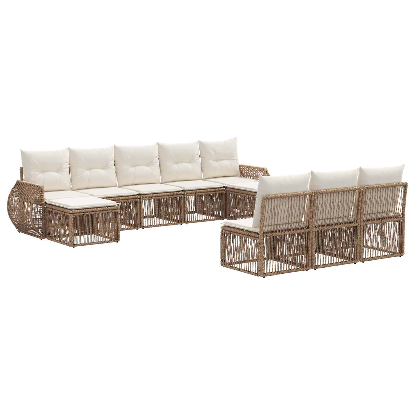 vidaXL Tuinbankenset 11 pcs Zwart en Cream Wit poly rattan