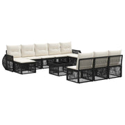 vidaXL Tuinbankenset 11 pcs Zwart en Cream Wit poly rattan