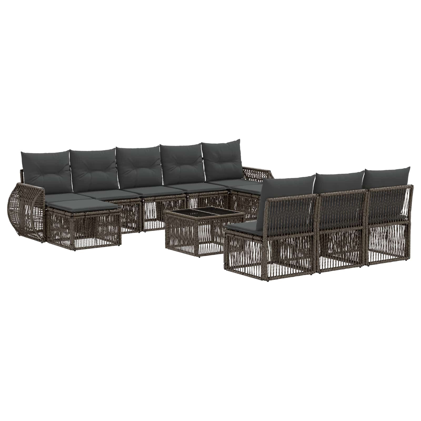 vidaXL Tuinbankenset 11 pcs Zwart en Cream Wit poly rattan