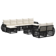 vidaXL Tuinbankenset 10 pcs Zwart en Cream Wit poly rattan