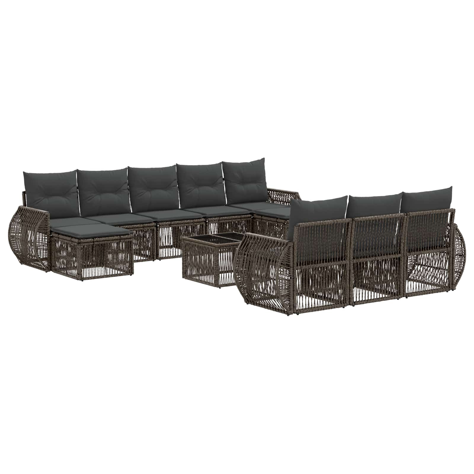 vidaXL Tuinbankenset 11 pcs Zwart en Cream Wit poly rattan