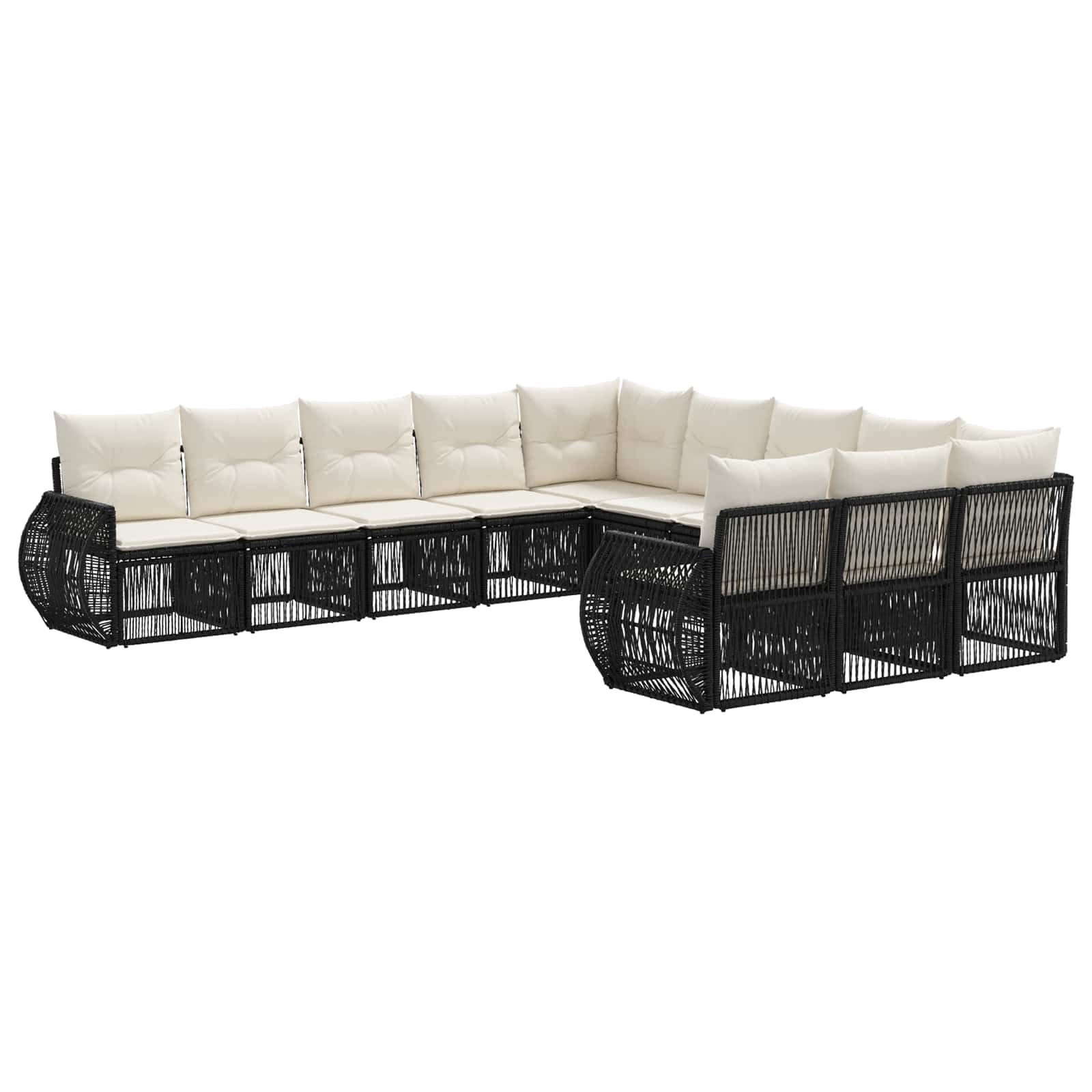 vidaXL Tuinbankenset 12 pcs Zwart en Cream Wit poly rattan