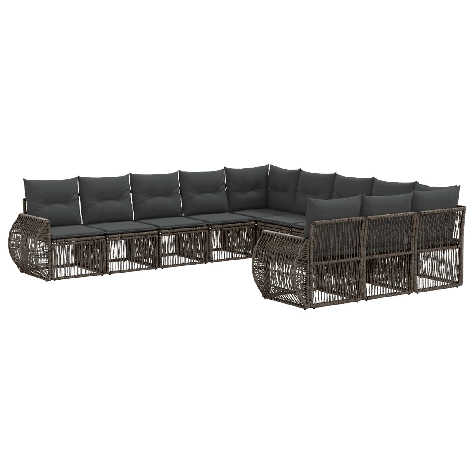 vidaXL Tuinbankenset 12 pcs Zwart en Cream Wit poly rattan