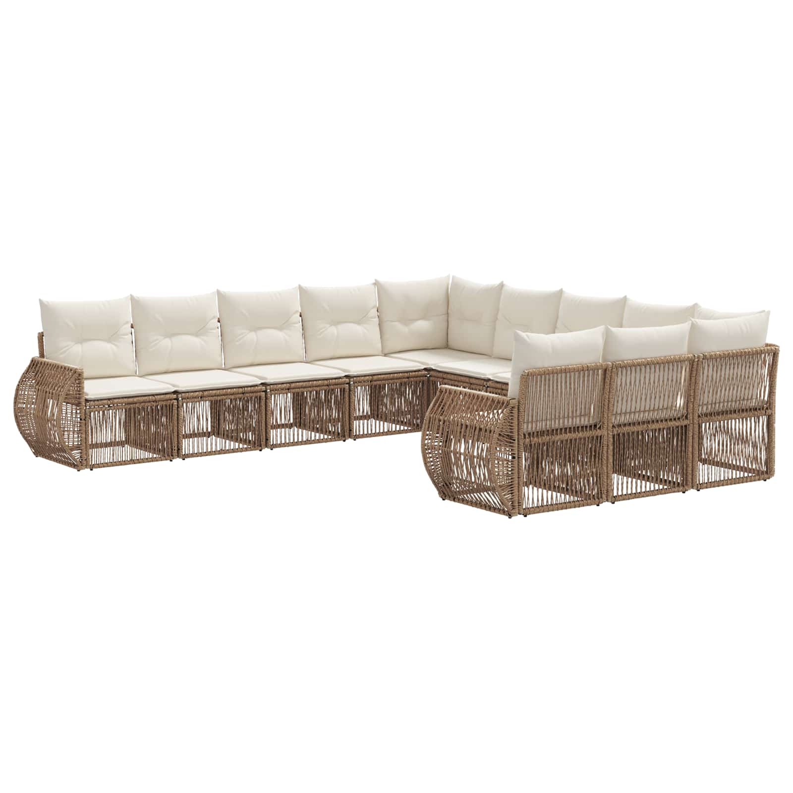 vidaXL Tuinbankenset 12 pcs Zwart en Cream Wit poly rattan