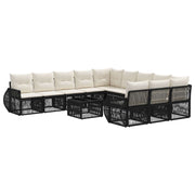 vidaXL Tuinbankenset 12 pcs Zwart en Cream Wit poly rattan